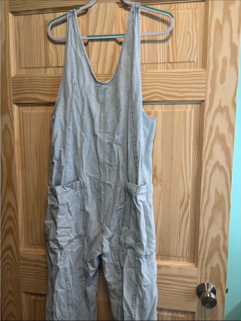 We The Free Light Blue High Roller Overalls